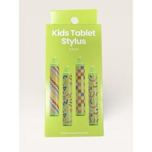 4-Pack Kids Tablet Stylus Pen Crayon Style for Tablets - Green, New